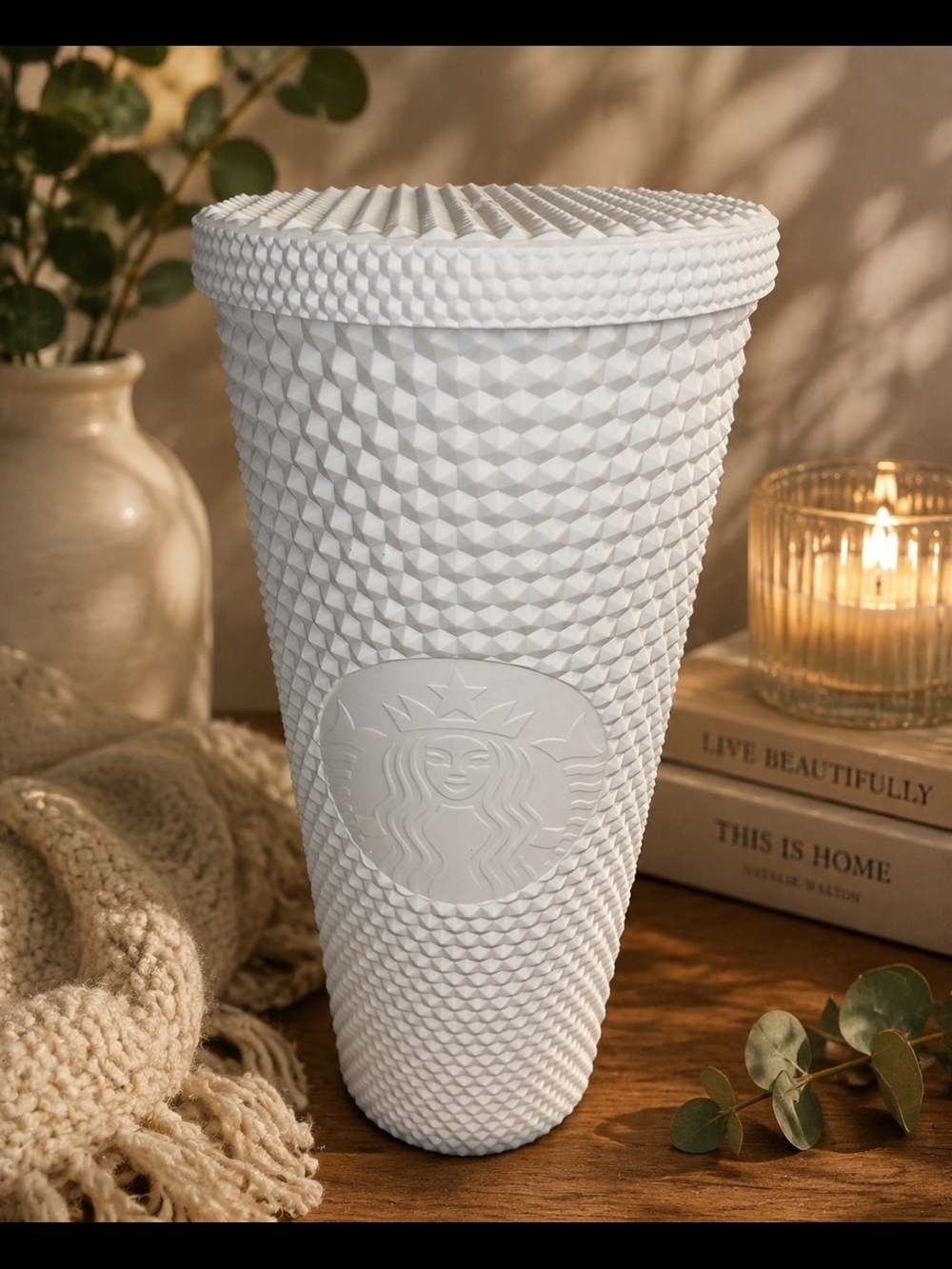 Starbucks Textured Matte Light Blue Studded Tumbler